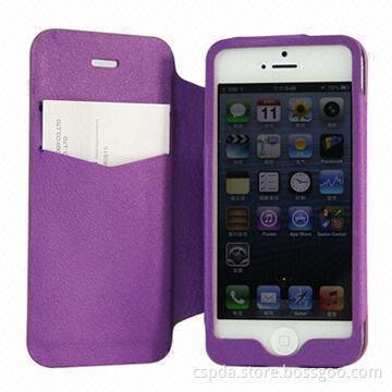 Name Card Wallet Leather Case for iPhone 5, Customized Designs and Logos Accepted